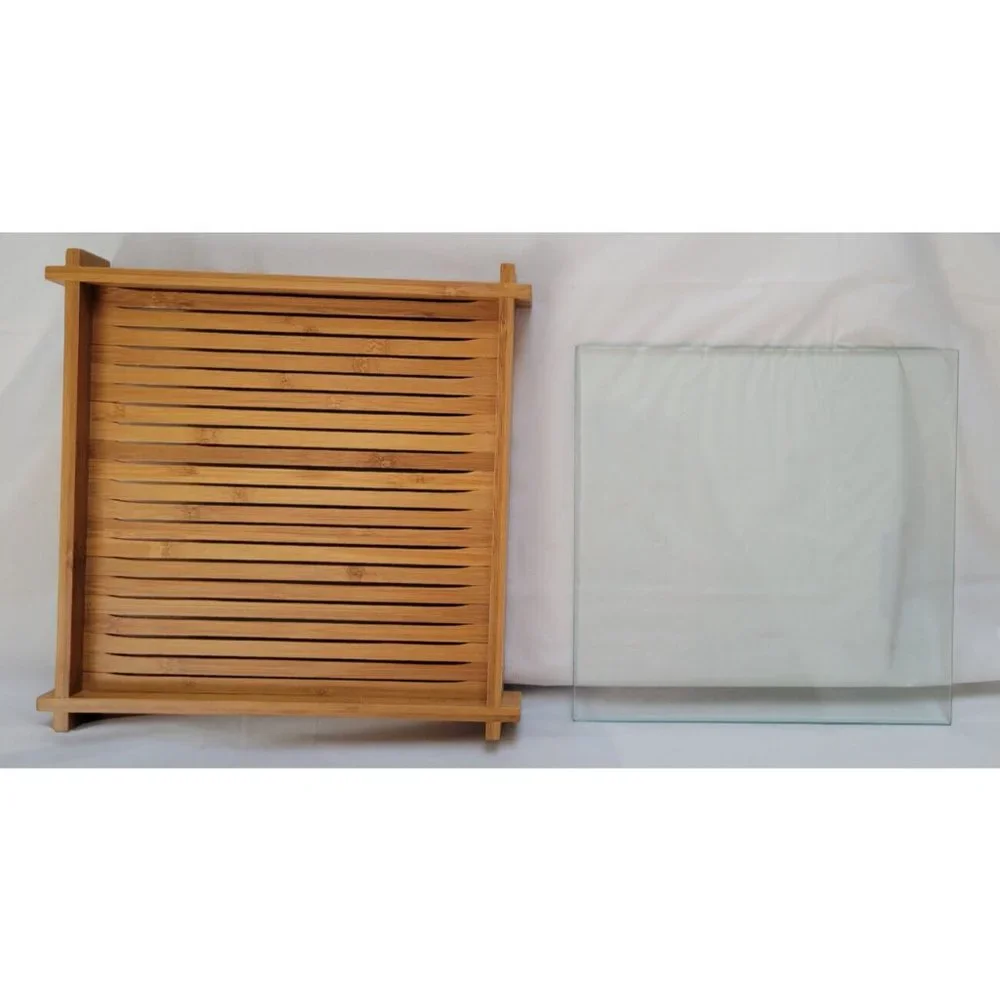 PartyLite Bamboo Wooden Tray Holder with Mint Green Box - Picture 6 of 15